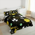 thumbnail image 3 of Manfei Boys Soccer Basketball Full Size Comforter Sets, Sports Theme Bedding Comforter Set, Black Yellow White Bedding Sets, Breathable Home Decor Reversible 3-Piece, 3 of 8