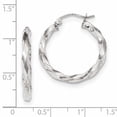 thumbnail image 2 of 10k White Gold 3mm Twisted Hoop Earrings 10k White Gold Earrings, 2 of 2