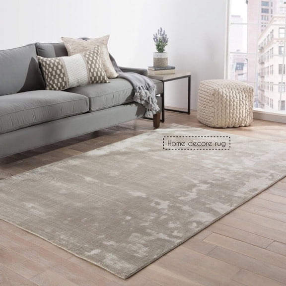 Silk Loomed Oxford Grey Rug for Bedroom Solid Viscose Area Rug Prince Carpet Palace (6'x9', 8'x10', 8'x11', 9'x12', 9'x13', 10'x14', 11'x15', 12'x15')