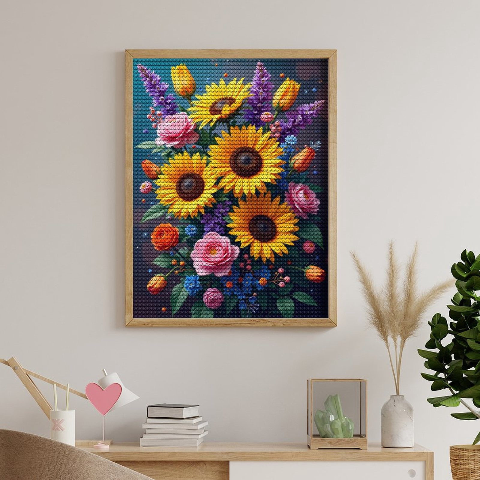 Diamond Art Kit for Adults, Vibrant Floral Bouquet Arrangement Diamond Painting for Adults Beginners, 5D DIY Diamond Art Painting Kits, Colorful Diamond Painting Craft for Home Decor 12x16
