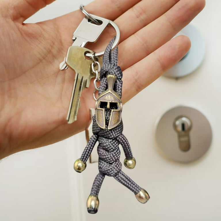 Julam Handmade Skull Keychain-Braided 3D Skull Lanyard Keychain-Braided  Rope Skull Keychain Pendant with Helmets Accessory Toy 