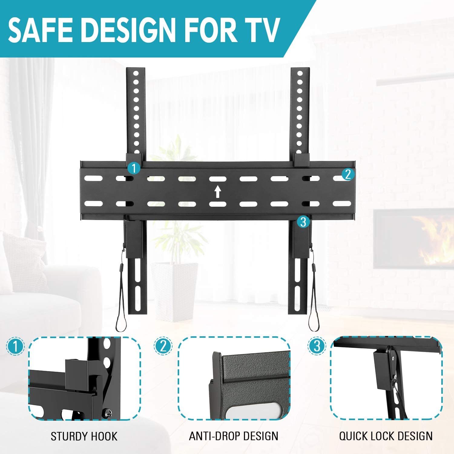 Tilting TV Wall Mount Bracket for 26-55 Inch Flat Screen TVs/Curved TVs, Low Profile TV Wall Mount TV Bracket - image 3 of 5