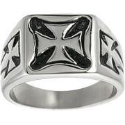 Angle View: Men's Pattee Cross Ring in Stainless Steel