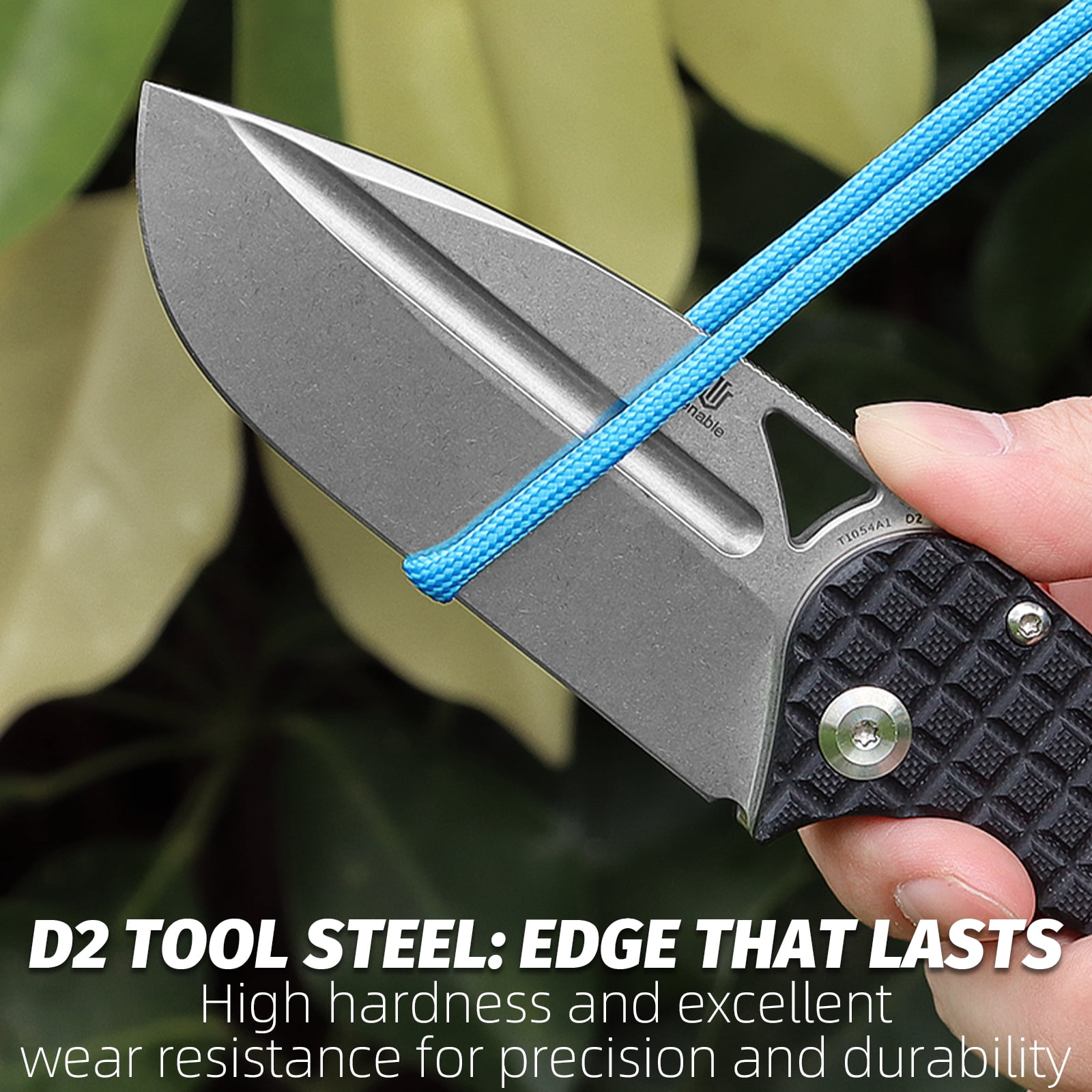 Tenable Bömbur Folding Pocket Knife 3.53'' Stonewashed D2 Blade,Black G10 with Frag Pattern Handle,T1054A1