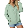 thumbnail image 2 of BXJX Women's Lightweight Hoodie- Zip-Front Adjustable Drawstring Lightweight Casual Thin Casual Jacket with Pockets Green Size L, 2 of 5