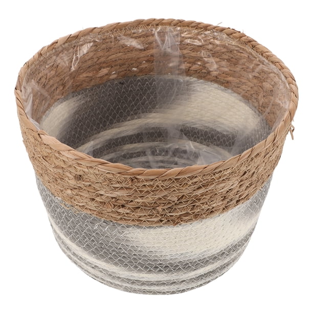 Cesta de algas marinas para macetas, cesta tejida para plantas, contenedores para plantas, forros de plástico para macetas de exterior y decoración de interiores.