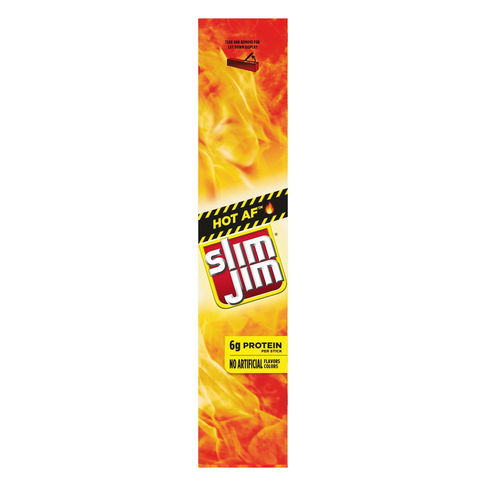 Slim Jim Giant Smoked Meat Sticks, Hot AF Flavor, 6g Protein Per Stick, 0.97 oz. (24-ct)