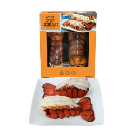 Marketside Frozen Wild Caught Cold Water Lobster Tails with Butter, 9 oz Box Contains lobster, milk.