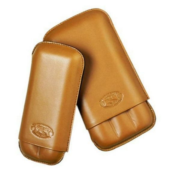 Cuban Crafters Tuscany Natural Leather Cigar Case Shelly Tan 2 Fingers