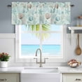 thumbnail image 4 of Teal Brown Coastal Window Valance for Kitchen, Summer Starfish Shell Coral Nautical Rod Pocket Short Curtain for Small Windows, Light Filtering Decorative Valance, 42 x 18 Inch, 4 of 9