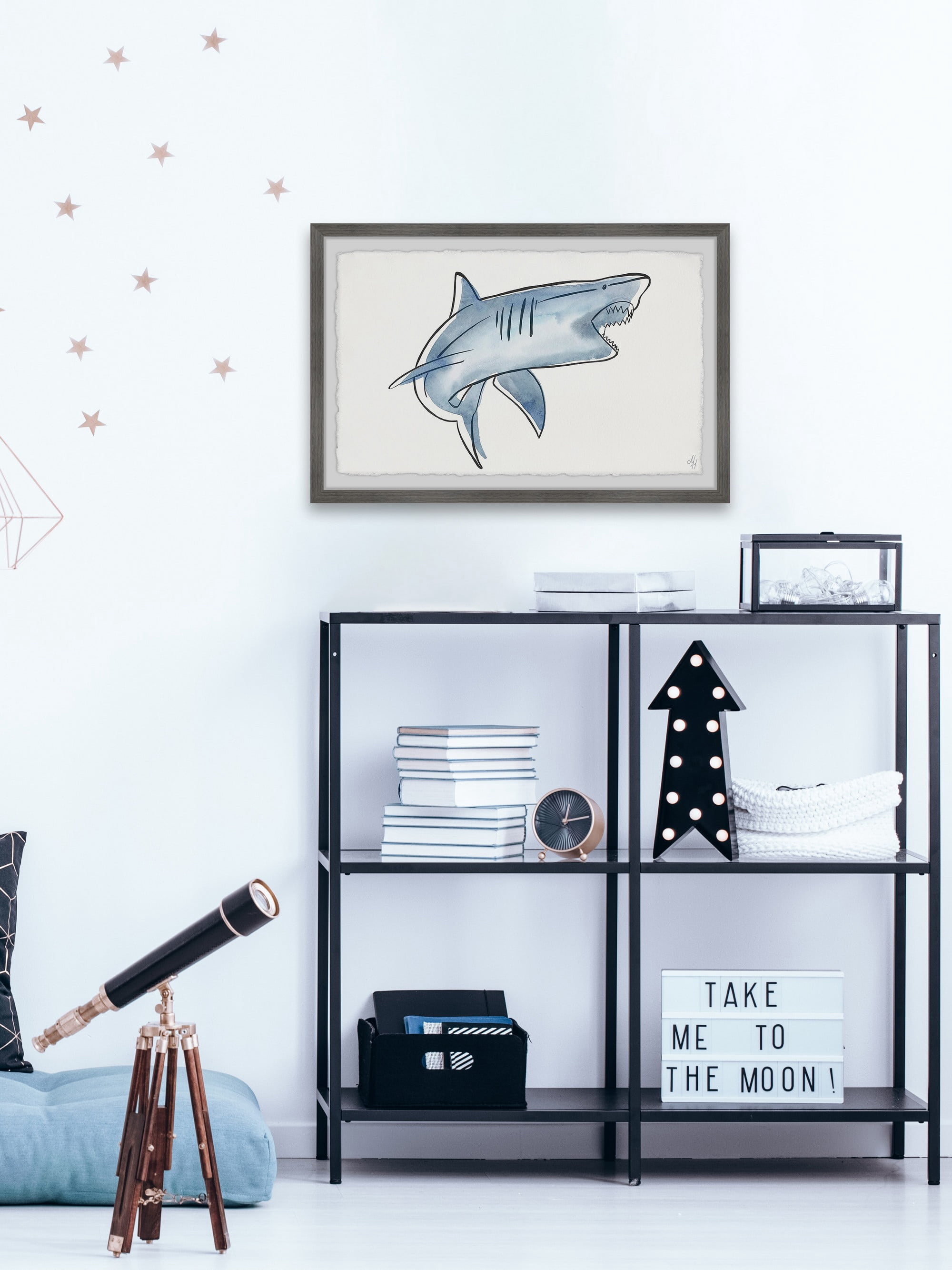 Marmont Hill Biting Shark Framed Wall Art