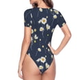 thumbnail image 4 of The Xecao Daisies Flowers Women's Crew Neck Body Suit, a short-sleeved bodysuit and basic swimsuit, both comfort and style for dating and daily life, 4 of 9