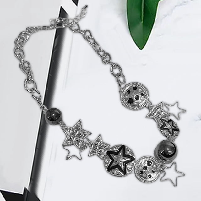Collar con colgante de dijes de estrella, joyería gruesa estética de moda, cadena para clavícula