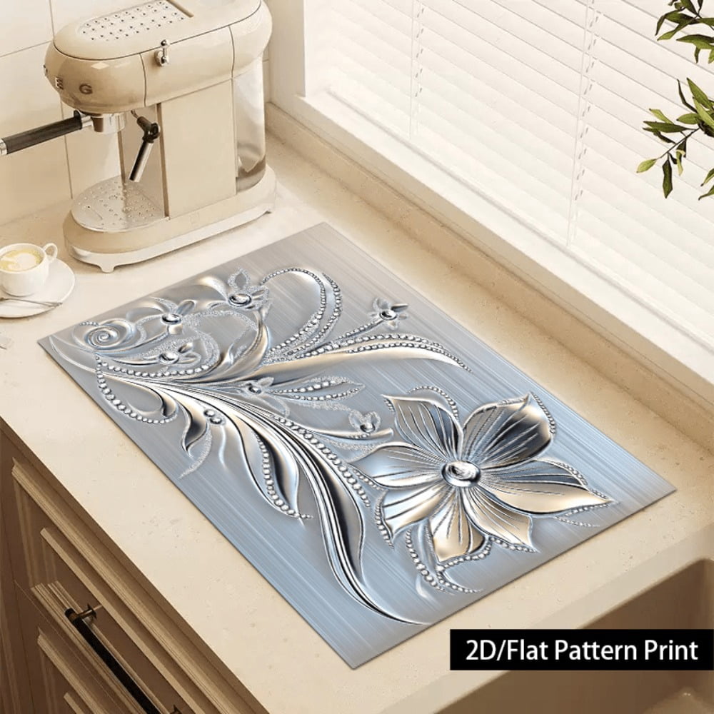 1 piece, stove panel and cooktop panel protection pad, 2D flat European floral pattern kitchen decorative countertop pad, suitable for stoves, washing machines, dryers, coffee machines, multi-functio