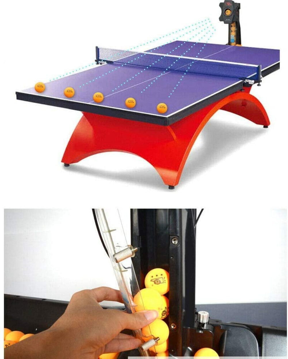 50W Table Tennis Robot Automatic Ping-pong Ball Machine Practice w/ Recycle Net
