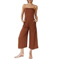 thumbnail image 2 of Txlixc Mono de verano para mujer Tirantes finos ajustables Cintura alta Pierna ancha Mono recortado Mamelucos con bolsillos Txlixc  Estilo de ocio, 2 of 5