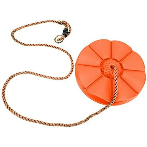 Disc Seat Swing - Kids Monkey Rope Tree Zip Line Swings for Play Set, Tree, Outdoor Backyard, Playground Fun, Orange Orange Orange