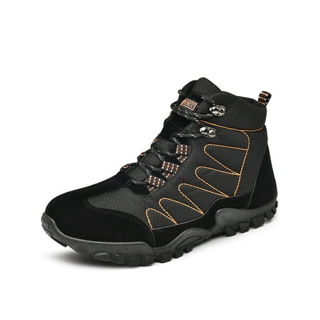 

Rotosw Mens Hiking Boot Plush Lined Warm Booties Lace Up Snow Boots Men Sneakers Lightweight Faux Fur Winter Shoes BlacK 7.5