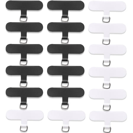 20 PCS Phone Tether Tab Universal Cell Safety Connector Lanyard Replacement Part Crossbody Multifuctional Patch Pad for Most Smartphones Without Adhesive (Black, White