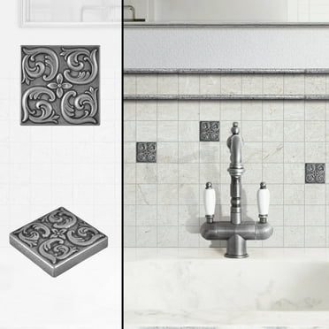 Moroccon Metal  Insert Tile Pewter Nickel 2x2 ( PACK OF 8 PIECE)