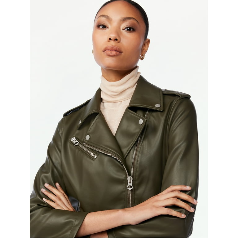 Scoop Women's Faux Leather Moto Jacket 