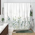 thumbnail image 4 of Sage Green Plant Shower Curtain Set, Upward Growing Botanical Leaf Shower Curtains for Bathroom Floral Bathroom Decor Thick Fabric-72" x 72", 4 of 6