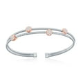 thumbnail image 1 of iJewelry2 Sterling Silver Interlaced Triple Wire with Bonded 14k Rose Gold Flat Beads CZ Bangle Bracelet, 1 of 2