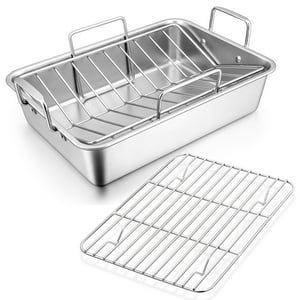 VeSteel 14" Stainless Steel Turkey Roaster Pan With Racks