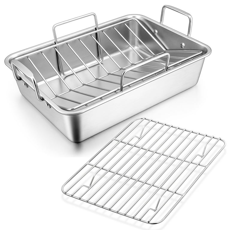 VeSteel 14" Stainless Steel Turkey Roaster Pan With Racks photo 1