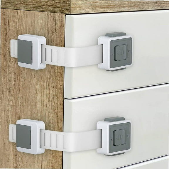 Cabinet Locks for Babies 6 Pack Child Safety Cabinet Locks Childproof Drawer Latches Baby Proof Straps Locks Adjustable Refrigerator Lock Door Lock for Furniture, Kitchen, Toilet, No Drilling