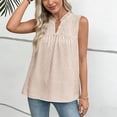thumbnail image 5 of FDGIU Women's Ruffle V Neck Eyelet Sleeveless Tank Top, Loose Babydoll Curved Hem Summer Casual Camisole Blouse, 5 of 8