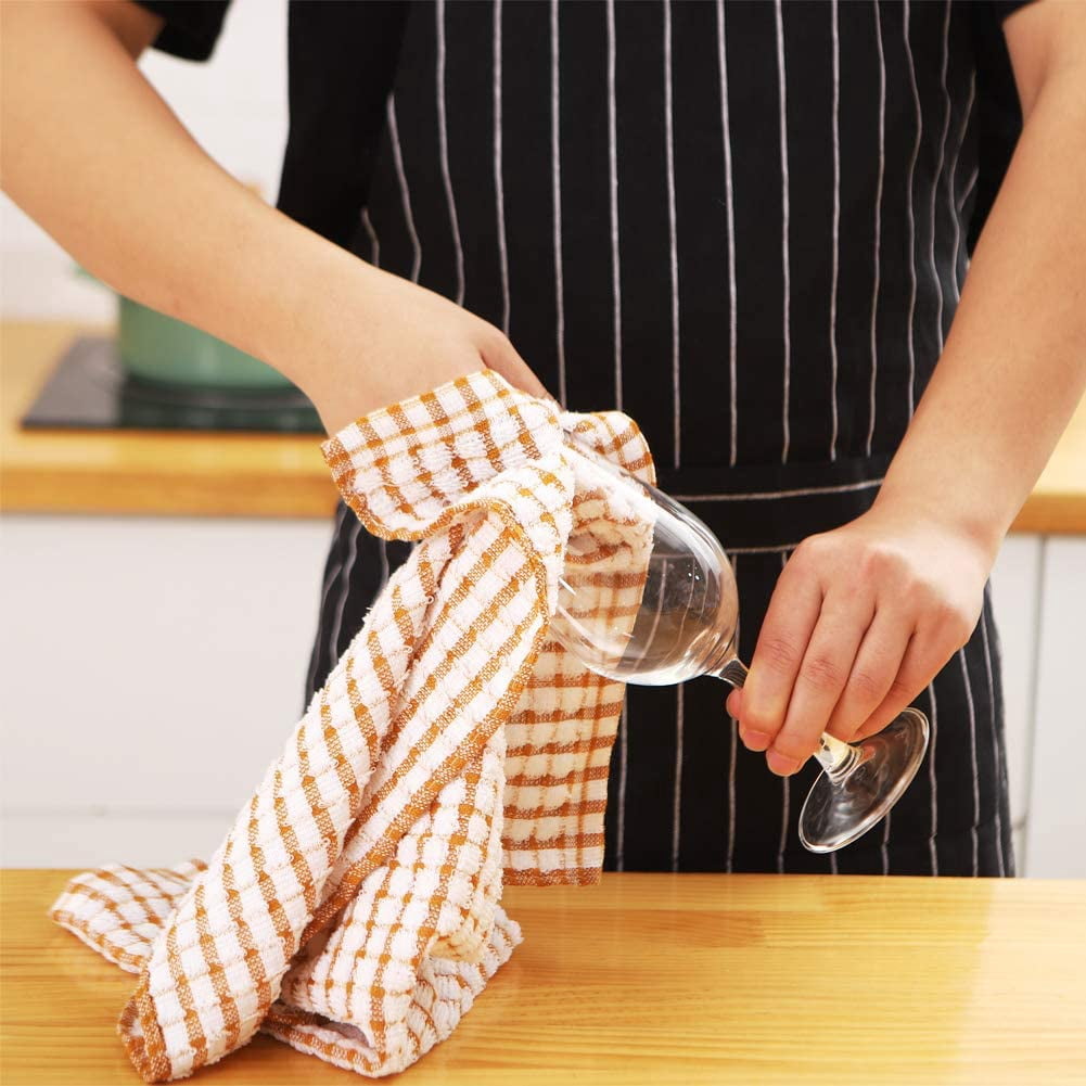 Kitchen Cotton Dish Towels 6 Pack 16x25 Inch Absorbent Durable Dish Cloths for Drying and Cleaning