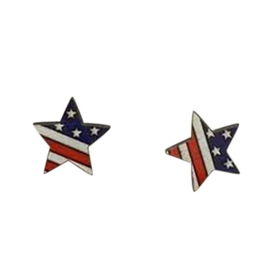 KDSJSXW Gold Studs Classical Earrings Flag Earrings Star Earrings Wood Studs Usa Flag American Flag Fourth of July Patriotic Red White Blue Earrings Studs Pearl Earring (C,One Size)