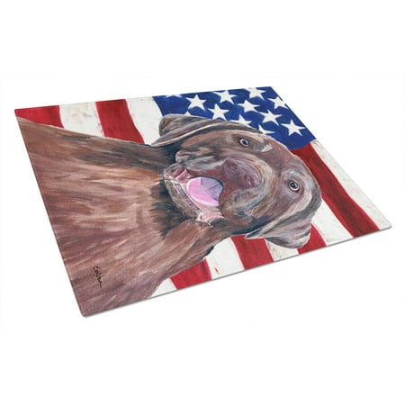 

Caroline s Treasures SC9029LCB USA American Flag with Labrador Glass Cutting Board Large 12H x 16W multicolor