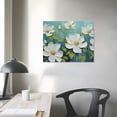 thumbnail image 3 of COMIO  White Flowers Wall Art Canvas Magnolia Teal Floral Thick Textured Picture Gold Turquoise Blue Painting Artwork Framed for Living Room Bedroom Bathroom Home Office Wall Decor, 3 of 4