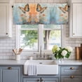 thumbnail image 2 of Orange Butterfly Flowers Window Valance Curtain Blue Modern Art Rod Pocket Short Curtain for Living Room, Bedroom & Kitchen Window Decor 60x18in, 2 of 8