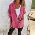 thumbnail image 4 of JSGEK Women's Blazer Long Sleeve Open Front Cardigan Button Down Solid Color Pocket Blazer Jacket Pink M, 4 of 4
