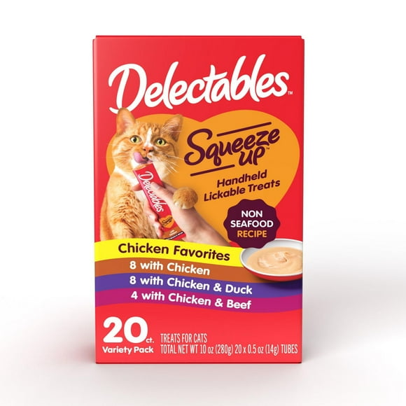 Delectables Non Seafood Chicken, Chicken & Duck, Chicken & Beef Cat Treats Squeeze Up™ 20 Pack