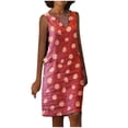thumbnail image 1 of Mini vestido sin mangas con cuello en V y estampado informal a la moda para mujer Pompotops  lopia995907, 1 of 7