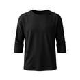 thumbnail image 4 of Fnooota Mens T-Shirts with Pockets, Casual Fall Classic Crew Neck 3/4 Sleeve Tops Mens Tees Black Size M, 4 of 5