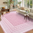 thumbnail image 4 of Nanan 8'x10' Modern Bordered Area Rug Geometric Carpet, Washable Stain-Resistant Non-Slip Rug for Living Room Bedroom Home Office, Pink, 4 of 10