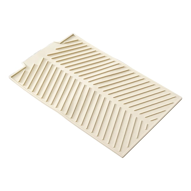 Alfombrilla de silicona para escurridor de platos, alfombrilla antideslizante para escurridor de platos Beige