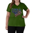 thumbnail image 3 of America 250 Scrub Tops for Women Usa Flag Print United States V Neck Shirts Short Sleeve Moisture Wicking Regular Fit Workwear Tops with Pockets, #01 Green, XXL, 3 of 4