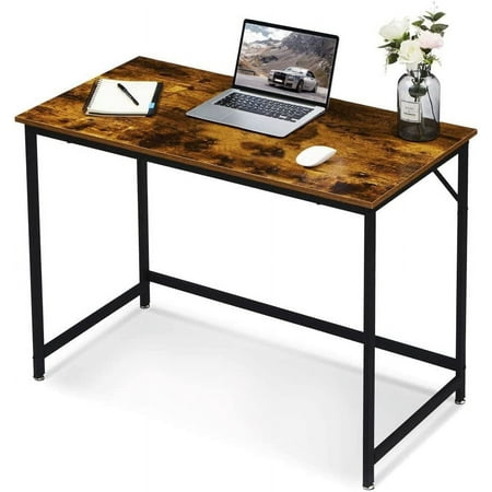 ivinta Computer Desk, Industrial Home Office Desk with Metal Frame, 40" Workstation for Small Spaces Living Room Bedroom YBR39 (Vintage, Easy Assemble)