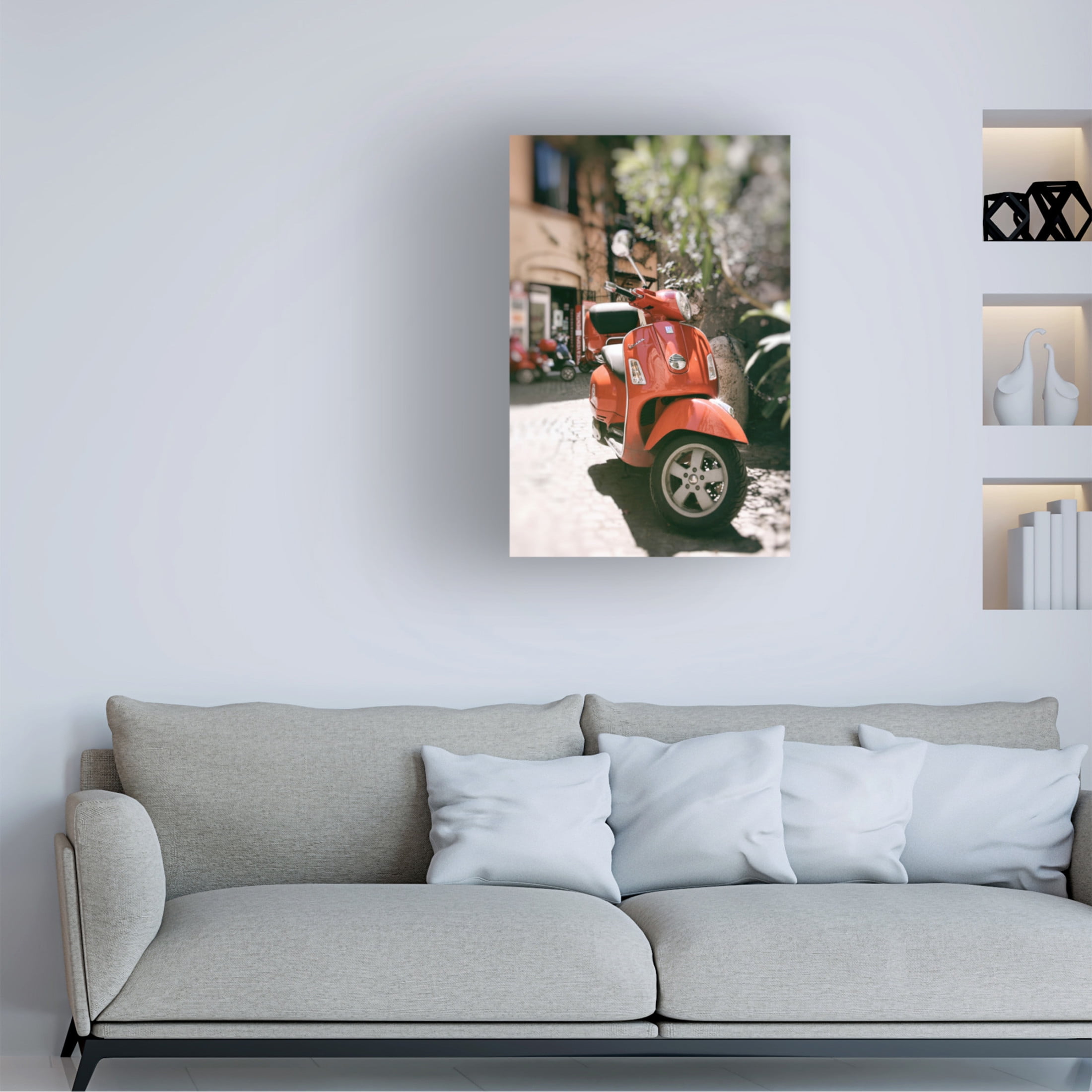 Canvas Wall Art - Carina Okula 'When in Rome Ride A Vespa' Wall Art for Living Room, Bedroom, or Office Décor by Trademark Fine Art - 30 x 47 Inches