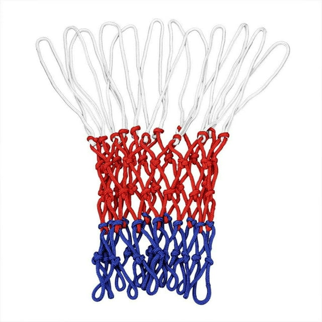 Filet de Basketball, 2 Pcs, 12 Boucles Filet de Basketball en Polypropylène Filet de Basketball Standard pour Sports en Rouge / Blanc / Bleu