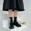 thumbnail image 6 of JUNTEX Women Kawaii Short Ankle Socks Gothic Lolita Bow Pearl Chain Ruffled Hosiery, 6 of 19