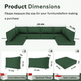 thumbnail image 6 of YLLN 14-Piece Outdoor Sectional Cushions, 4" Thick Patio Replacement Set, Waterproof with Zipper, Washable Seat Cushion for 6-Seat Wicker Rattan Conversation Sets, Dark Green, 6 of 7