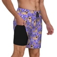 thumbnail image 2 of Kdxio Pugs And Flowers Print Men'S Swim Trunks With Compression Liner 7 Inch Inseam Quick Dry Swim Shorts, 2 of 7