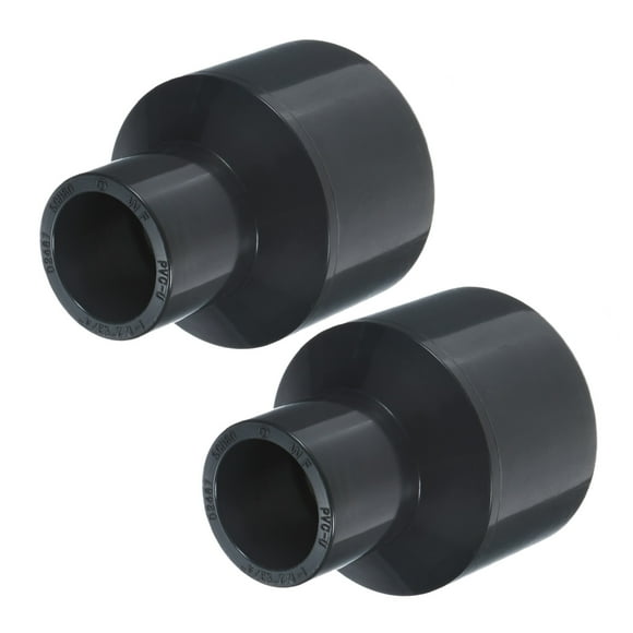 Uxcell 2-Pack UPVC Reducer Pipe Fitting, 1-1/2"*3/4" Reducing Coupling Connector PVC Straight Pipe, Grey